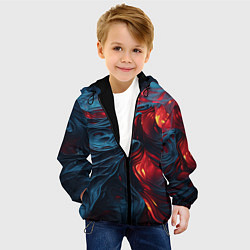 Куртка с капюшоном детская Яркая волнистая абстракция, цвет: 3D-черный — фото 2