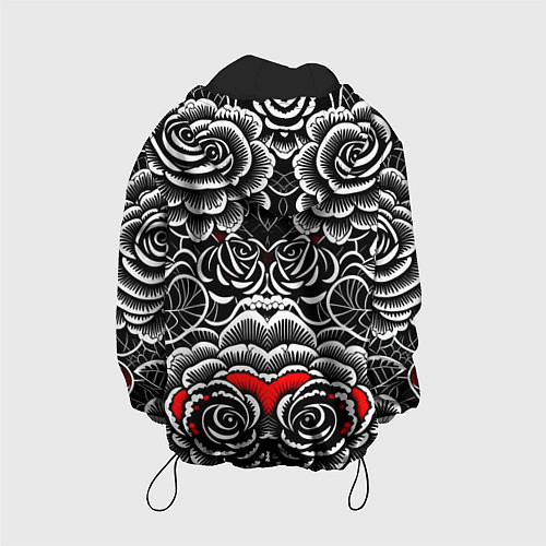 Детская куртка Серые паттерны цветы / 3D-Черный – фото 2