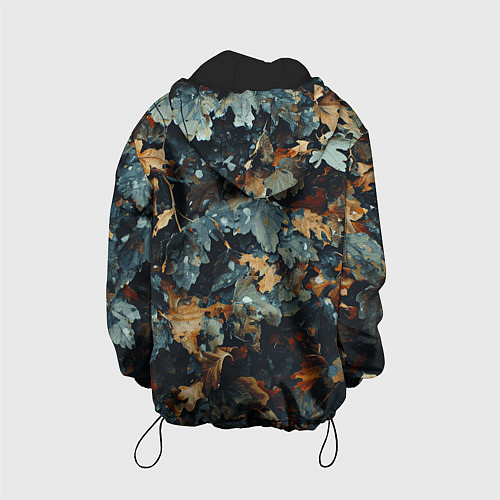 Детская куртка Реалистичный камуфляж из сухих листьев / 3D-Черный – фото 2