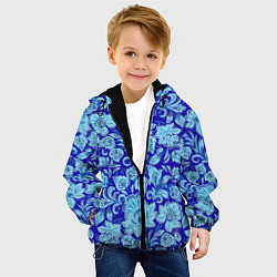 Куртка с капюшоном детская Узоры гжель на темно синем фоне, цвет: 3D-черный — фото 2