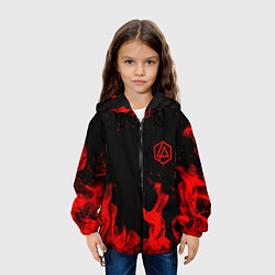 Куртка с капюшоном детская Linkin Park красный огонь лого, цвет: 3D-черный — фото 2