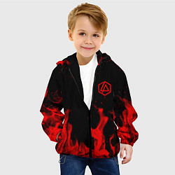 Куртка с капюшоном детская Linkin Park красный огонь лого, цвет: 3D-черный — фото 2