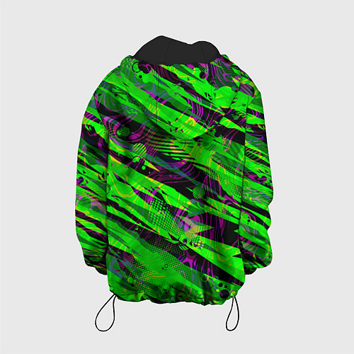 Детская куртка Зеленые узоры паттерны / 3D-Черный – фото 2