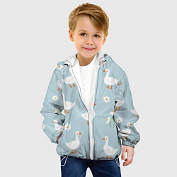 Куртка с капюшоном детская Гусиный узор, цвет: 3D-белый — фото 2