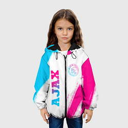 Куртка с капюшоном детская Ajax neon gradient style вертикально, цвет: 3D-черный — фото 2