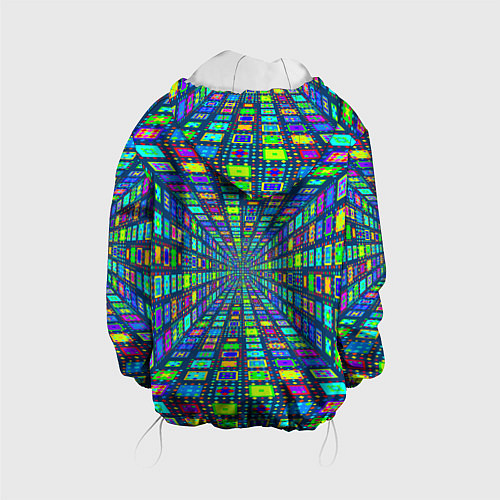 Детская куртка Абстрактный узор коридор из разноцветных квадратов / 3D-Белый – фото 2