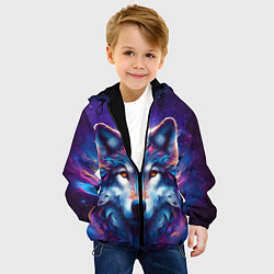 Куртка с капюшоном детская Волк и звезды, цвет: 3D-черный — фото 2