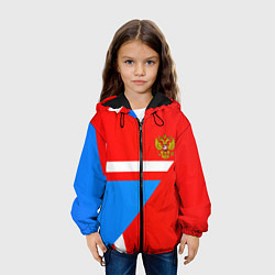 Куртка с капюшоном детская Герб России звезда спорт, цвет: 3D-черный — фото 2