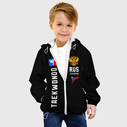 Куртка с капюшоном детская Россия Тхеквондо, цвет: 3D-белый — фото 2