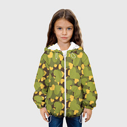 Куртка с капюшоном детская Сердечки - камуфляж, цвет: 3D-белый — фото 2