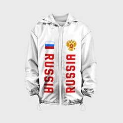 Куртка с капюшоном детская Россия три полоски на белом фоне, цвет: 3D-белый