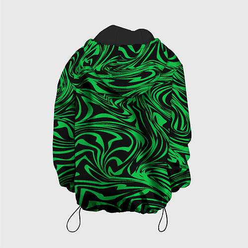 Детская куртка Узор на черном фоне с ярким зеленым абстрактным ди / 3D-Черный – фото 2
