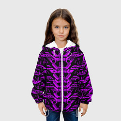 Куртка с капюшоном детская Розовая техно-броня на чёрном фоне, цвет: 3D-белый — фото 2