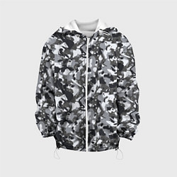 Куртка с капюшоном детская Пиксельный камуфляж серого цвета, цвет: 3D-белый