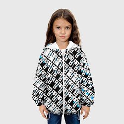 Куртка с капюшоном детская Абстрактный узор на чёрном фоне, цвет: 3D-белый — фото 2