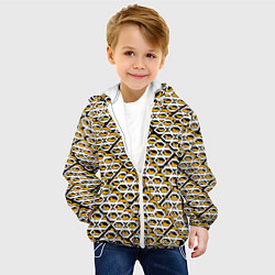 Куртка с капюшоном детская Жёлто-белый узор на чёрном фоне, цвет: 3D-белый — фото 2