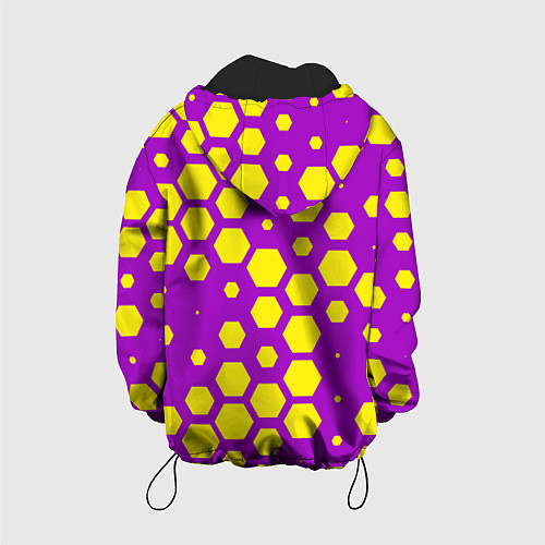 Детская куртка Желтые соты на фиолетовом фоне / 3D-Черный – фото 2