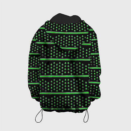 Детская куртка Зелёные круги и полосы / 3D-Черный – фото 2