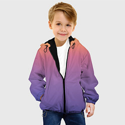 Куртка с капюшоном детская Градиент закатное небо желтый фиолетовый, цвет: 3D-черный — фото 2