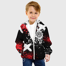 Куртка с капюшоном детская Фольксваген на фоне граффити и брызг красок, цвет: 3D-белый — фото 2