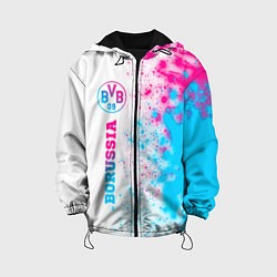 Куртка с капюшоном детская Borussia neon gradient style по-вертикали, цвет: 3D-черный