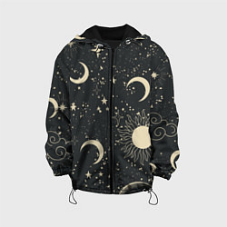 Куртка с капюшоном детская Звёздная карта с лунами и солнцем, цвет: 3D-черный