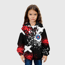 Куртка с капюшоном детская Пари Сен-Жермен на фоне граффити и брызг красок, цвет: 3D-черный — фото 2