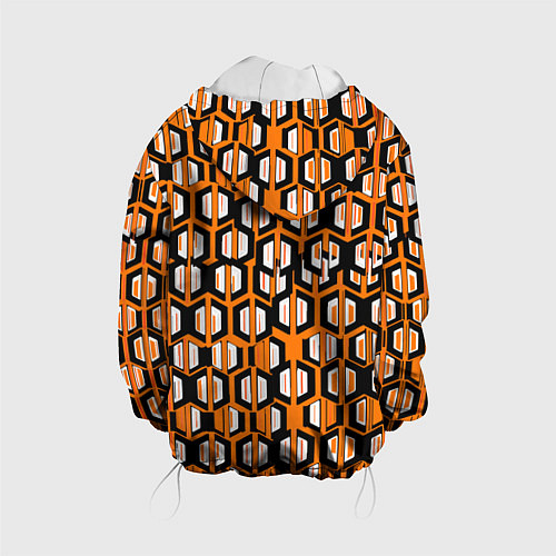 Детская куртка Техно узор из шестиугольников оранжевый / 3D-Белый – фото 2