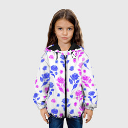 Куртка с капюшоном детская Цветочный узор из роз - паттерн, цвет: 3D-черный — фото 2