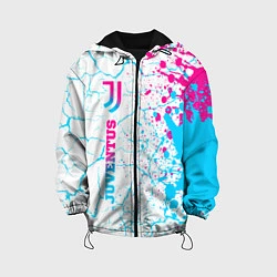 Куртка с капюшоном детская Juventus neon gradient style по-вертикали, цвет: 3D-черный