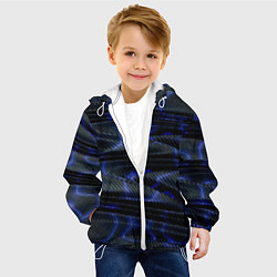 Куртка с капюшоном детская Темно синие карбоновые волны, цвет: 3D-белый — фото 2