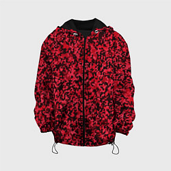 Куртка с капюшоном детская Тёмно-красный паттерн пятнистый, цвет: 3D-черный
