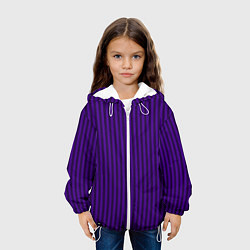 Куртка с капюшоном детская Яркий фиолетовый в полоску, цвет: 3D-белый — фото 2