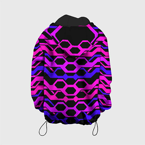 Детская куртка Розовые техно полосы на чёрном фоне / 3D-Черный – фото 2