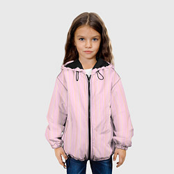 Куртка с капюшоном детская Бледный розово-жёлтый полосатый, цвет: 3D-черный — фото 2