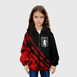 Куртка с капюшоном детская Aston Villa sport grunge, цвет: 3D-черный — фото 2