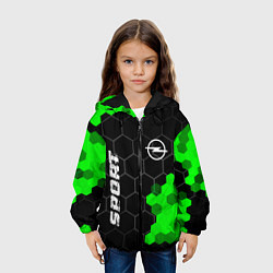 Куртка с капюшоном детская Opel green sport hexagon, цвет: 3D-черный — фото 2