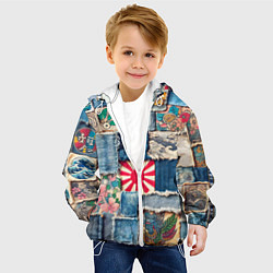 Куртка с капюшоном детская Японское художество пэчворк, цвет: 3D-белый — фото 2