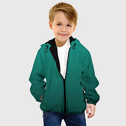Куртка с капюшоном детская Градиент нефритовый зелёный, цвет: 3D-черный — фото 2