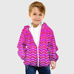 Куртка с капюшоном детская Розовые линии и белые полосы, цвет: 3D-белый — фото 2