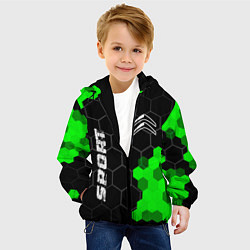 Куртка с капюшоном детская Citroen green sport hexagon, цвет: 3D-черный — фото 2