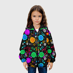 Куртка с капюшоном детская Разноцветные круги, цвет: 3D-черный — фото 2