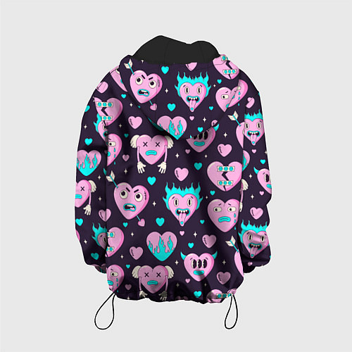 Детская куртка Паттерн с арт сердцами / 3D-Черный – фото 2