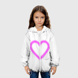 Куртка с капюшоном детская Неоновое сиреневое сердце, цвет: 3D-белый — фото 2
