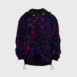 Куртка с капюшоном детская Абстракция чёрно-синий с розовыми кляксами, цвет: 3D-черный