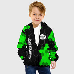 Куртка с капюшоном детская Daewoo green sport hexagon, цвет: 3D-черный — фото 2