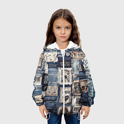 Куртка с капюшоном детская Пэчворк джинсы из Лондона, цвет: 3D-белый — фото 2