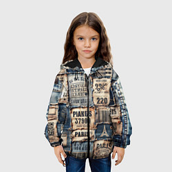 Куртка с капюшоном детская Пэчворк джинсы из Парижа, цвет: 3D-черный — фото 2