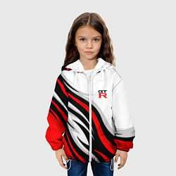 Куртка с капюшоном детская Nissan GTR - красные языки пламени, цвет: 3D-белый — фото 2