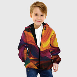 Куртка с капюшоном детская Цветная абстракция colorful, цвет: 3D-черный — фото 2
